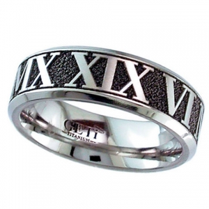Roman Date (2226CHRN-INV) Titanium Wedding Ring 